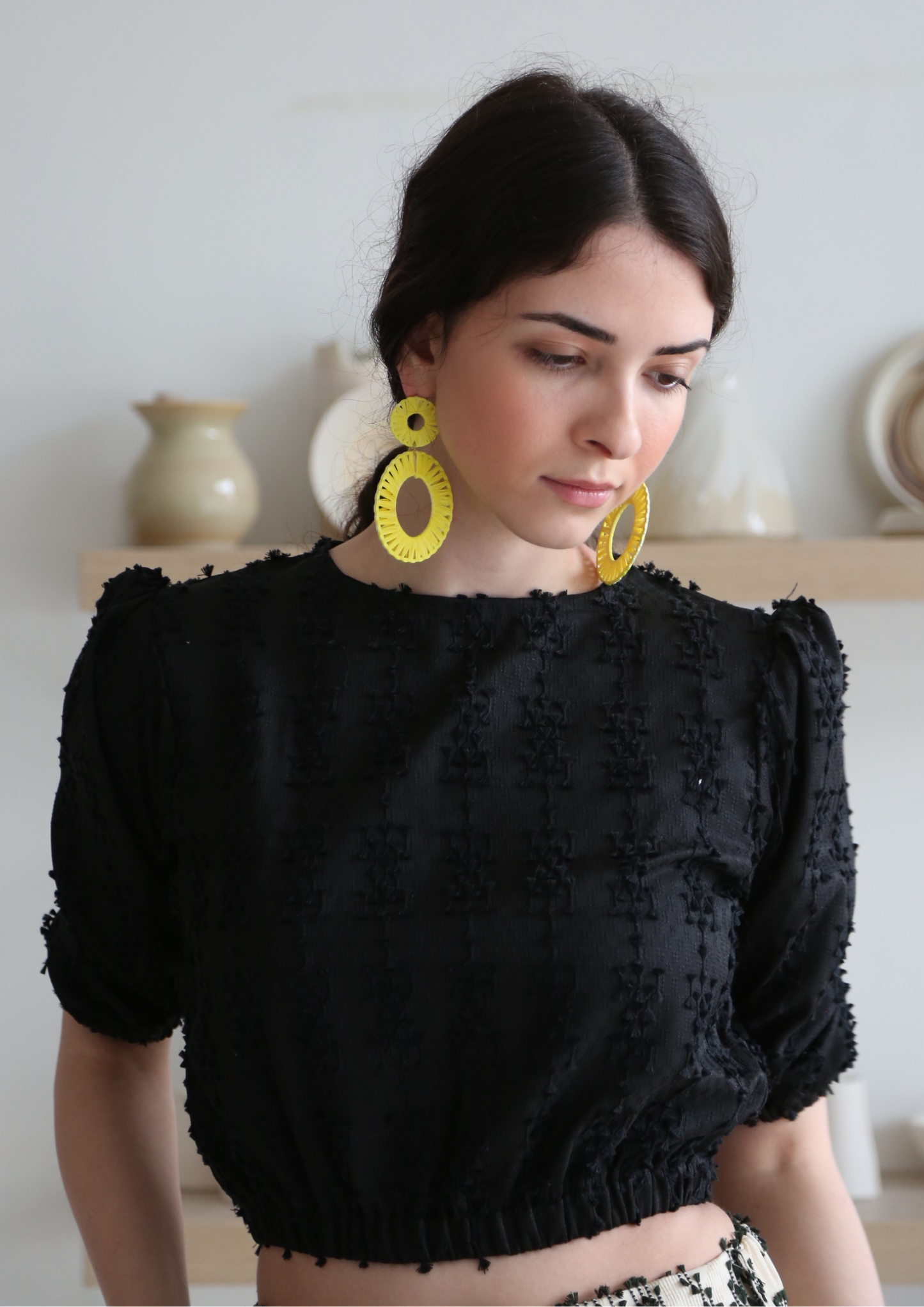 Olive top in tenun