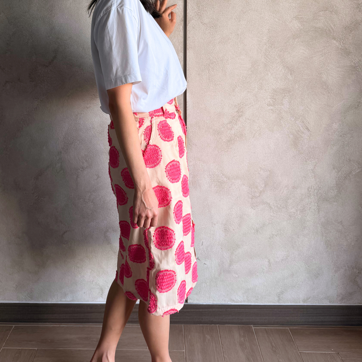April slit skirt in tenun polka dot