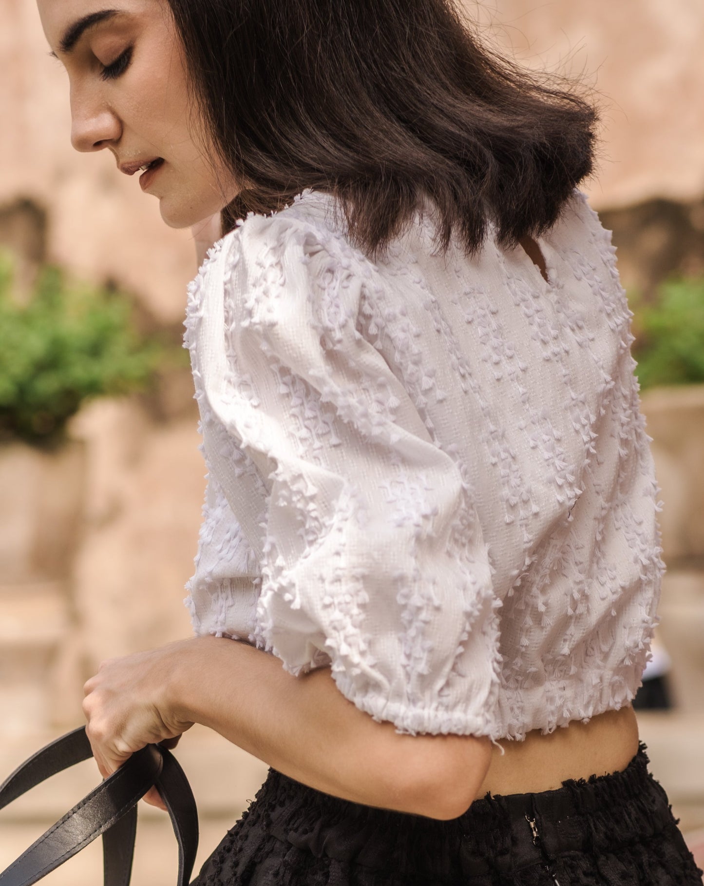 Olive top in tenun
