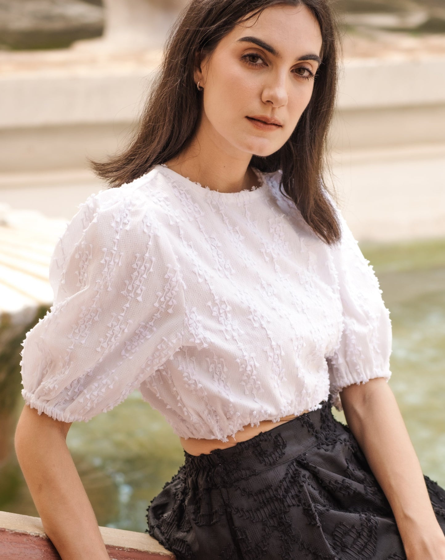 Olive top in tenun