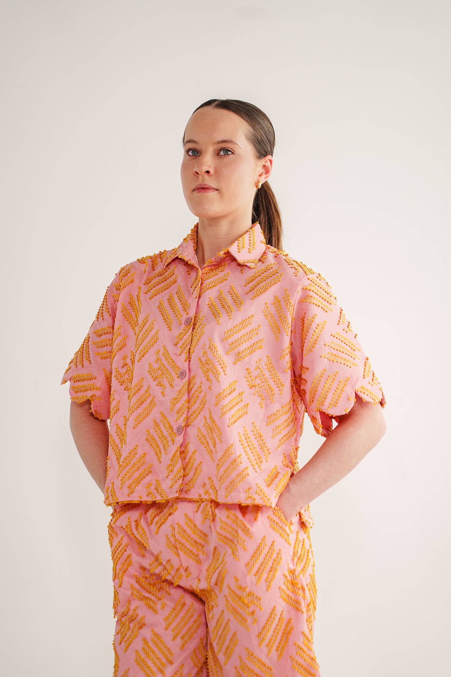 Lindsay scalloped shirt in tenun