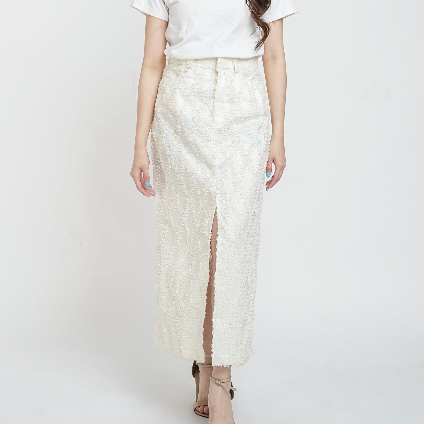 May tenun pencil skirt maxi white