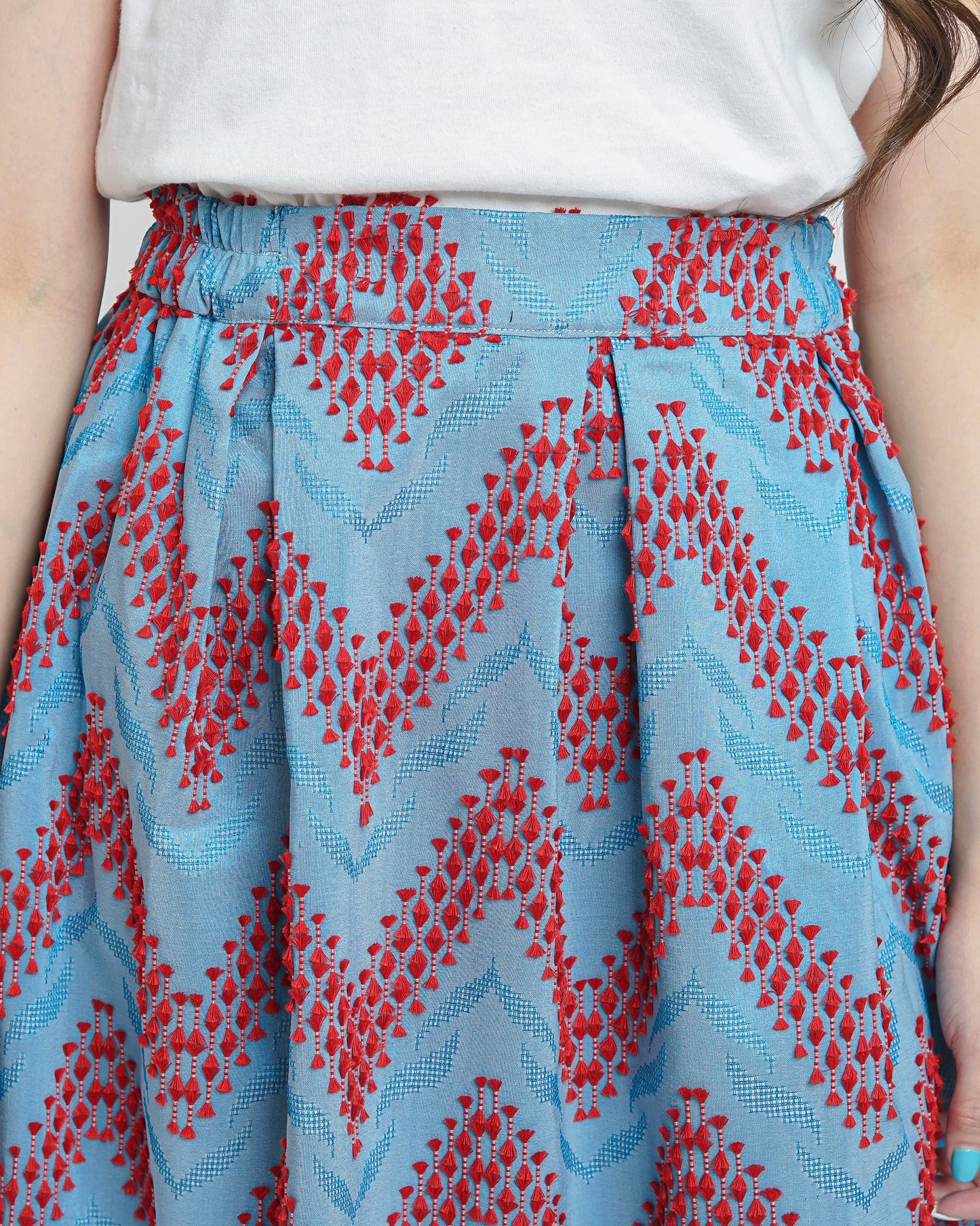 Vivienne A-Line tenun skirt blue red