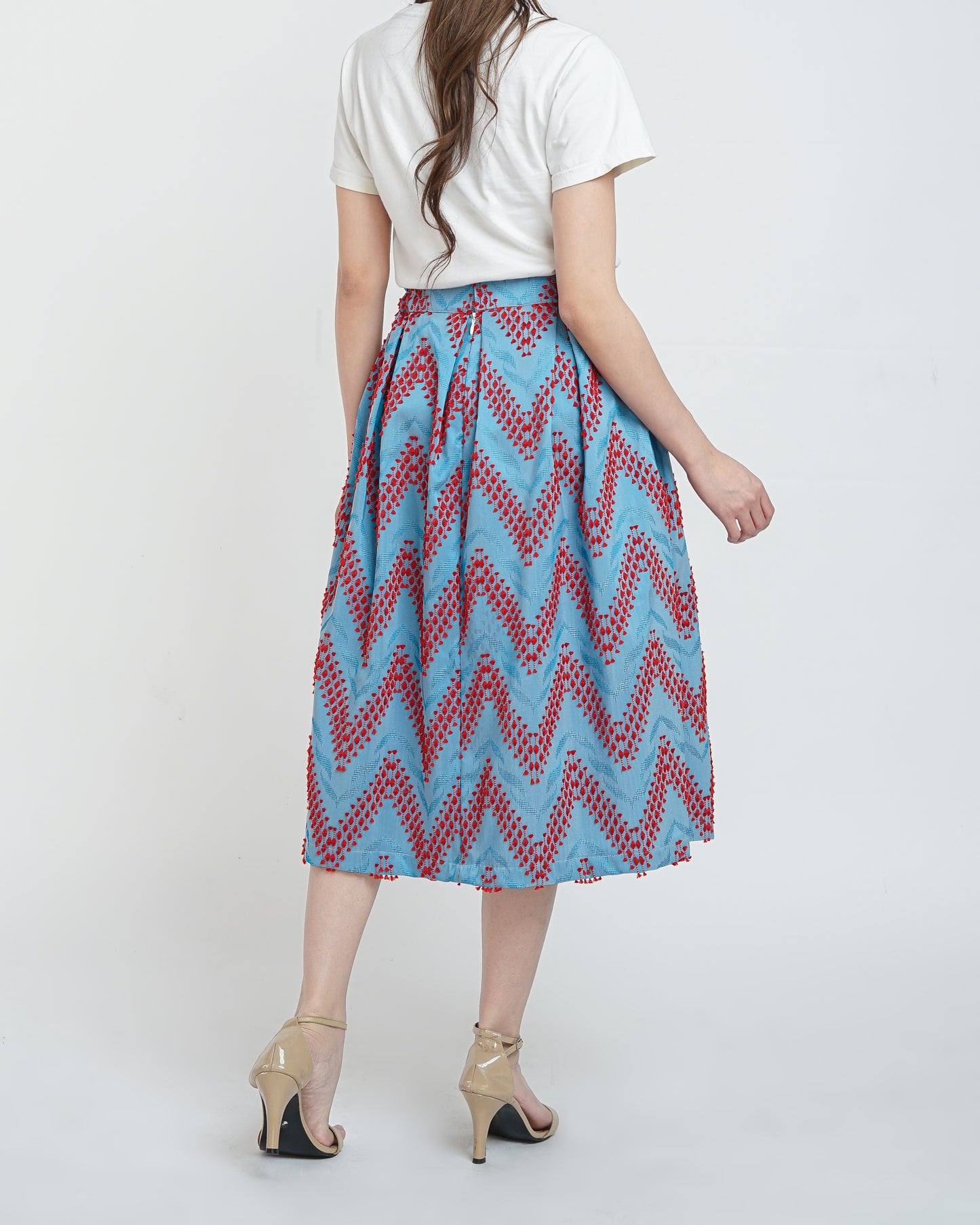 Vivienne A-Line tenun skirt blue red