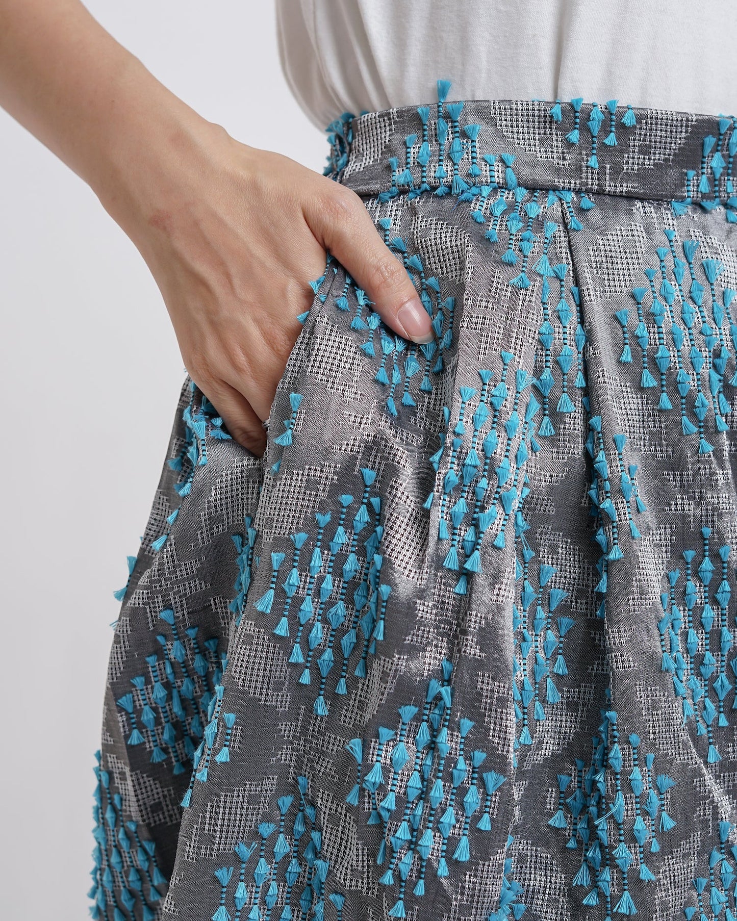 Vivienne A-Line tenun skirt grey blue