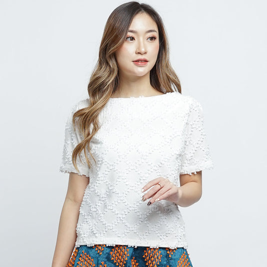 Devina boat neck top in tenun