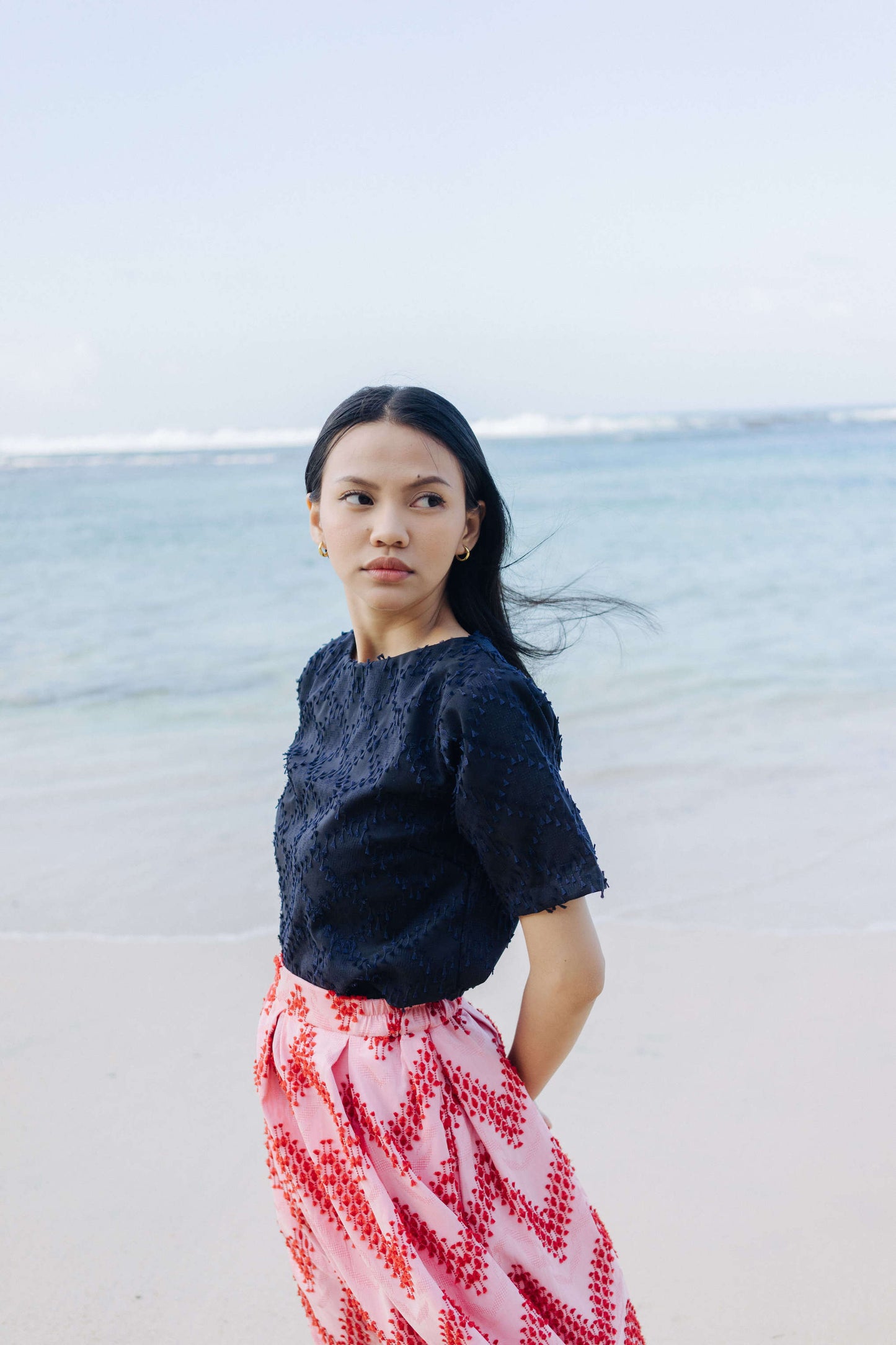 Devina boat neck top in tenun