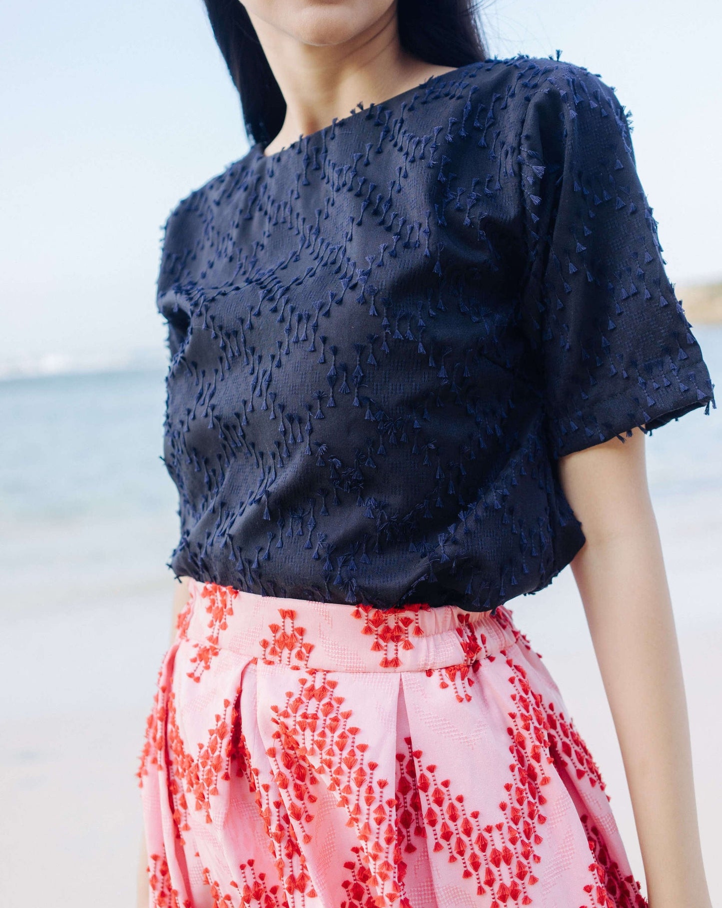 Devina boat neck top in tenun