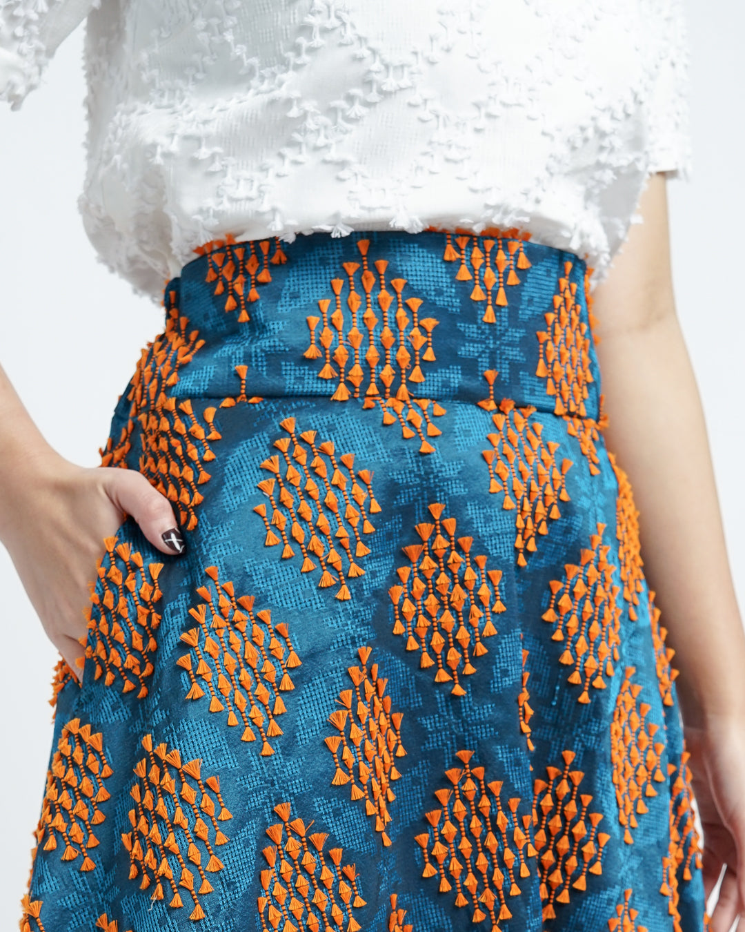 Lydia tenun high-waisted skirt