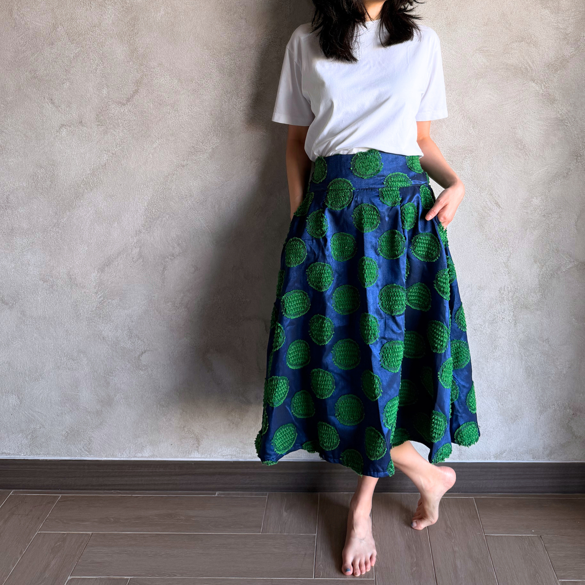 Lydia high-waisted skirt in tenun polka dot