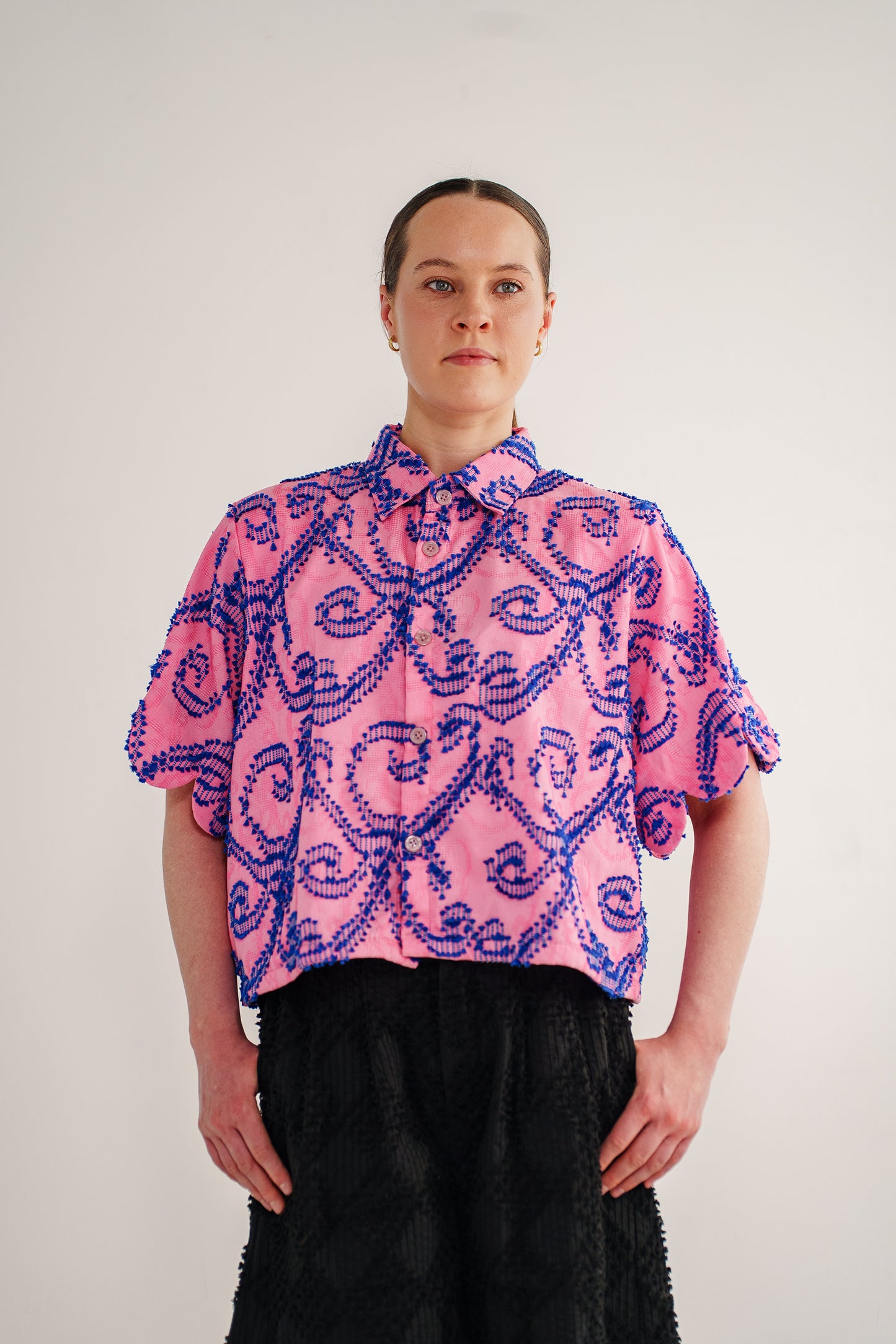 Lindsay scalloped shirt in tenun