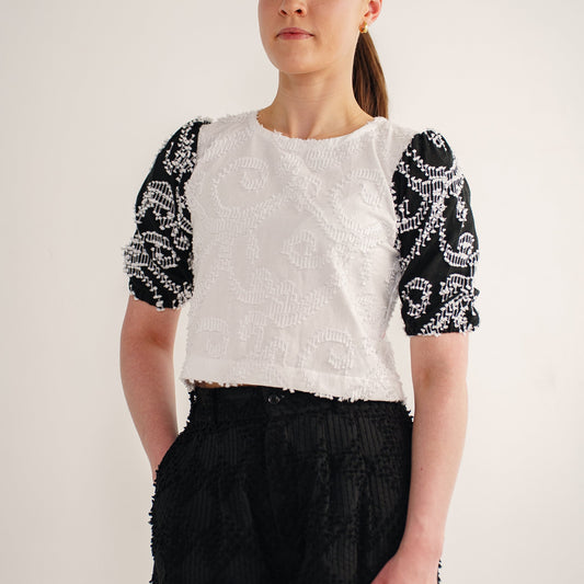 Olive 2-tone top in tenun