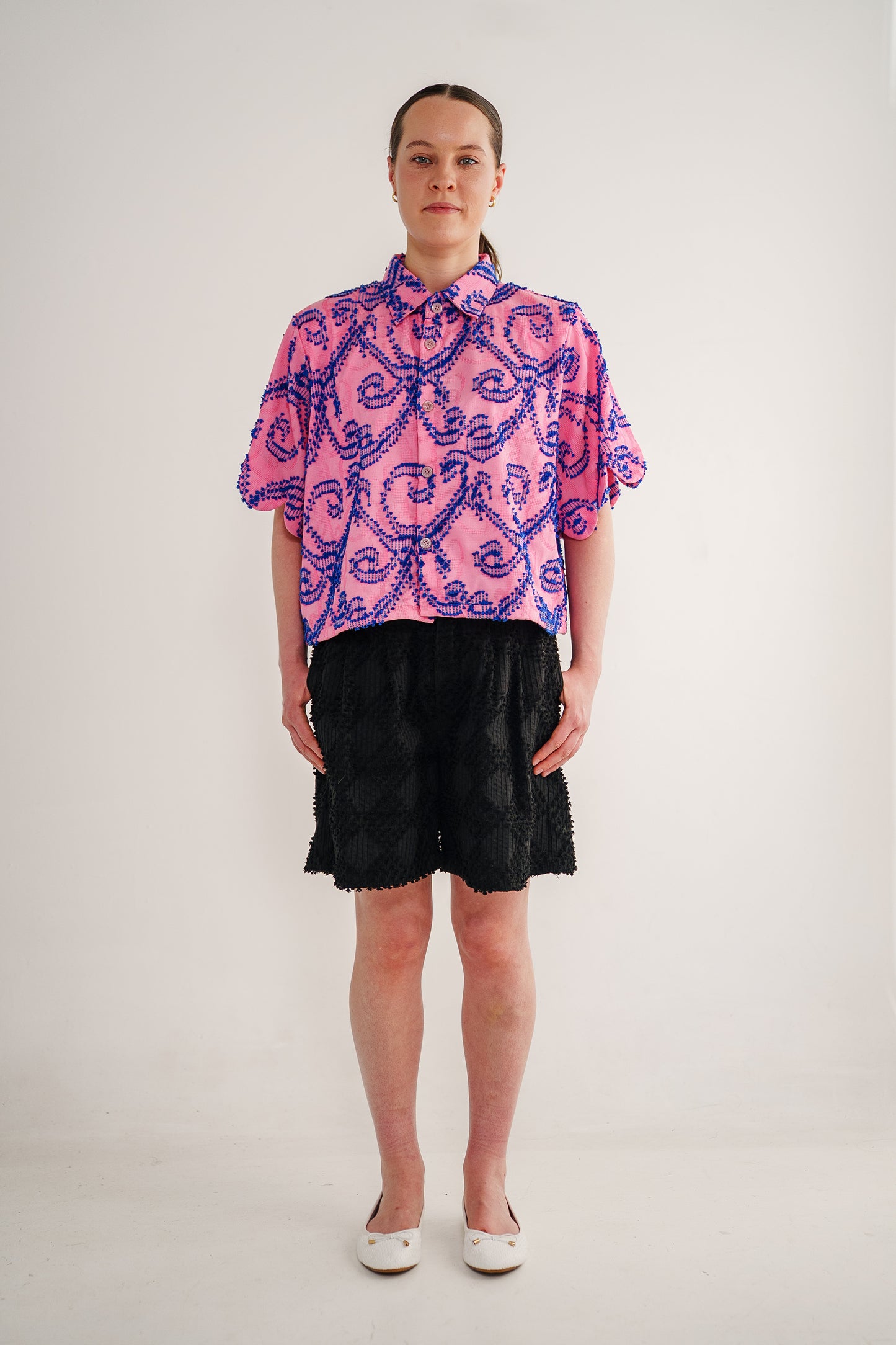 Lindsay scalloped shirt in tenun