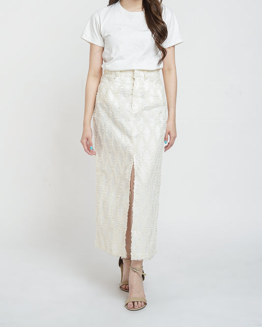 May tenun pencil skirt maxi white
