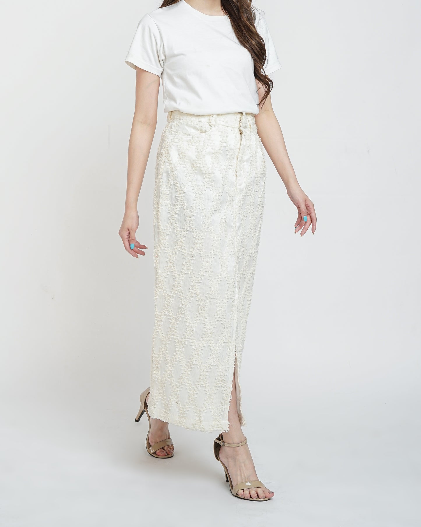 May tenun pencil skirt maxi white