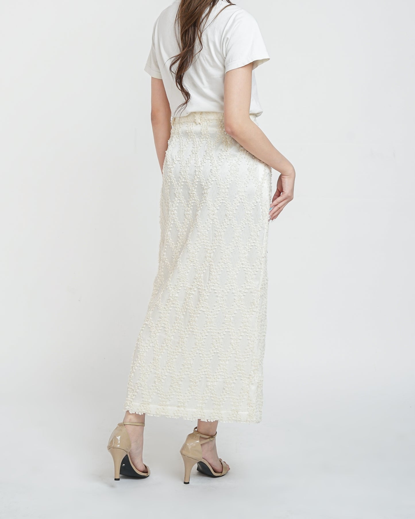 May tenun pencil skirt maxi white