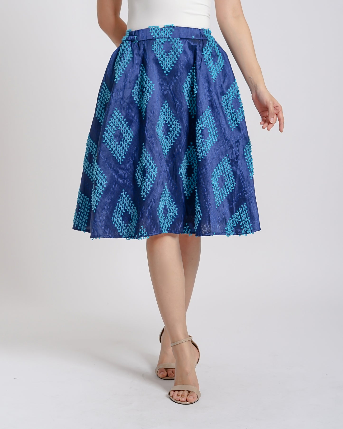 Vivienne A-Line tenun skirt blue turquoise