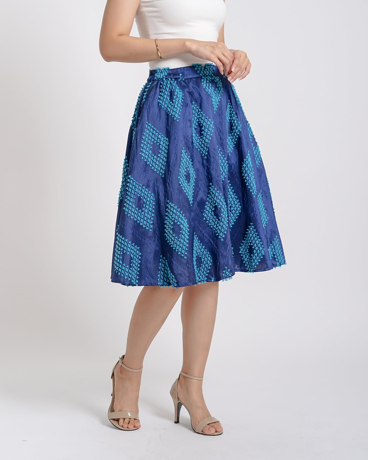 Vivienne A-Line tenun skirt blue turquoise